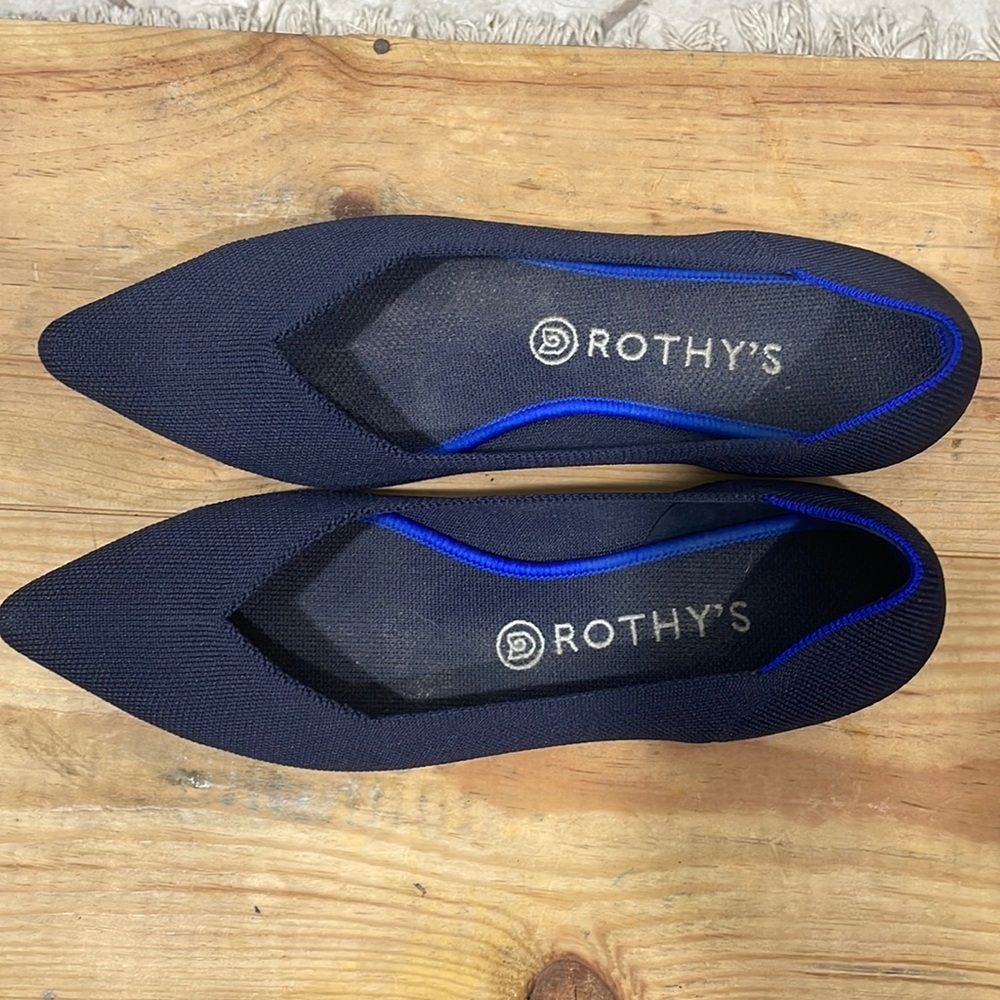Rothy’s navy blue textured flats. Size 10. Good condition